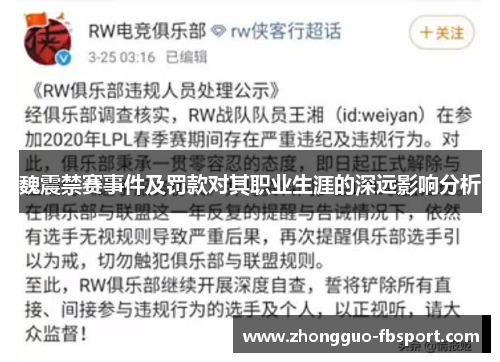 魏震禁赛事件及罚款对其职业生涯的深远影响分析